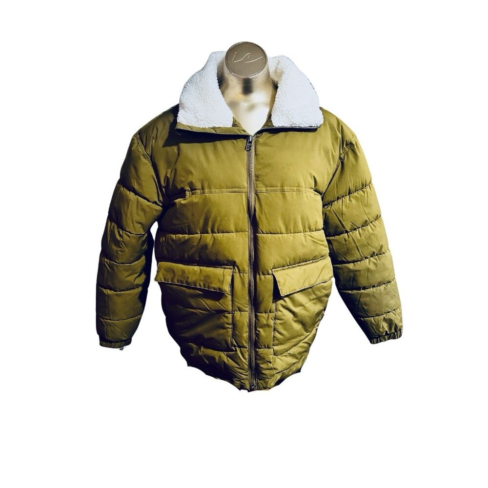Women’s Universal Thread Bomber Sherpa Puffer Jacket - Green - Size Small